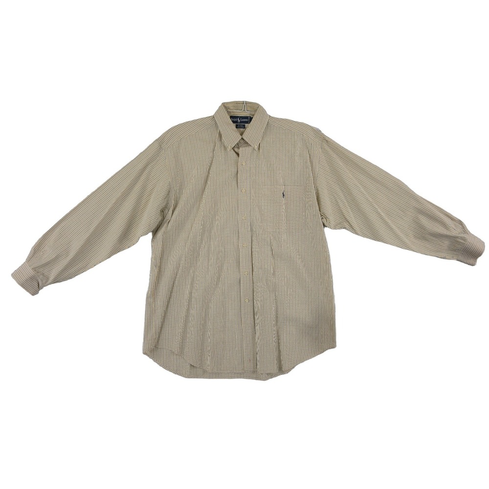 Ralph Lauren Blaire Button Down Shirt Men's Size Large Yellow Plaid 100%‎ Cotton